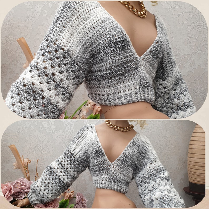 PDF PATTERN Vivian Crochet Pattern Cropped Sweater Pattern - Etsy