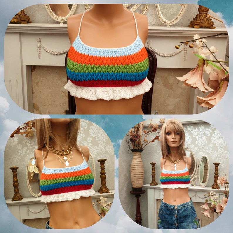 PDF Crochet Pattern, Cropped Summer Crochet Top, LISA Frilled Crochet Pattern image 6