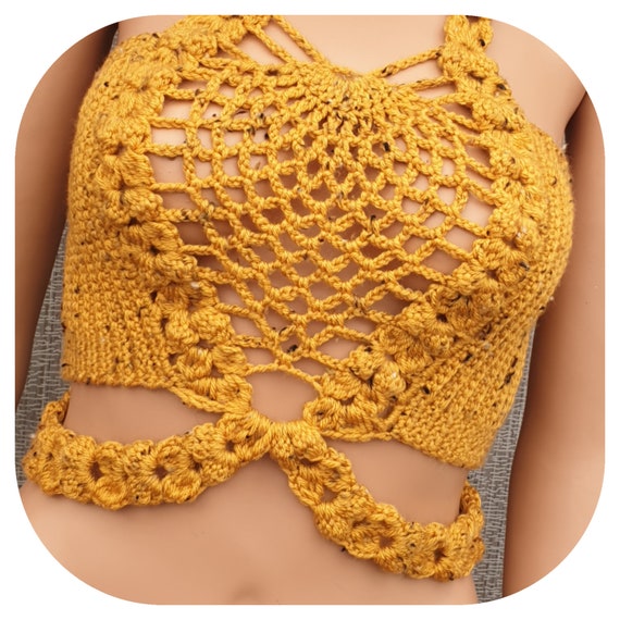 MYRA Crochet Crop Top, Bralette Crochet Top, Crochet Tops, Halter