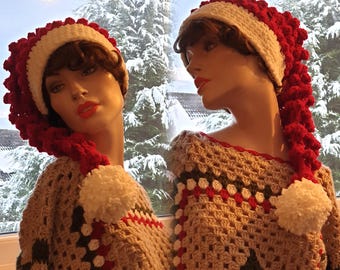 CROCHET PATTERN, Christmas Santa Hat Crochet Pattern, Festive Holiday Hat Crochet Pattern, 5 sizes