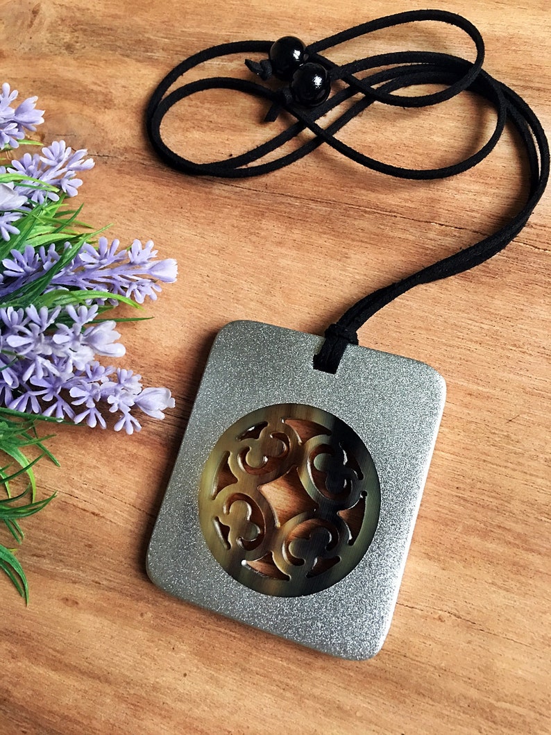 Lacquer Jewelry Lacquered Horn Necklace for Women Horn Pendant Pendant necklace Gift for her AW585 Handmade necklace