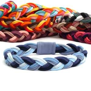 Plaited Jersey Headband, Six Colour Braid, Soft & Stretchy