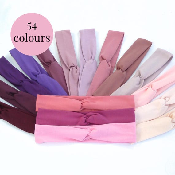 Pink Jersey Twist Headband: Eco-Friendly Cotton, Adult & Kid Sizes, 54 colours