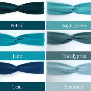 Thin Jersey Twist Headband. 4 cm wide, premium quality, eco-friendly jersey fabric in over 30 colours. Adult & kid sizes image 4