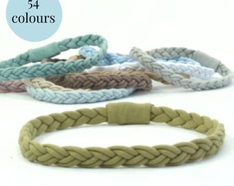 Diadema trenzada de punto: mezcla de algodón ecológico, 54 colores.