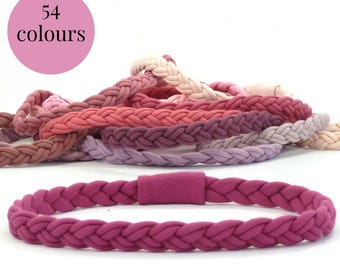 Diadema trenzada de punto: Algodón suave, elástico y ecológico - 54 colores