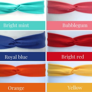 Thin Jersey Twist Headband. 4 cm wide, premium quality, eco-friendly jersey fabric in over 30 colours. Adult & kid sizes image 7