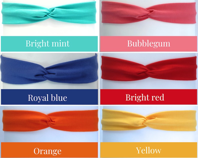 Thin Jersey Twist Headband. 4 cm wide, premium quality, eco-friendly jersey fabric in over 30 colours. Adult & kid sizes image 7