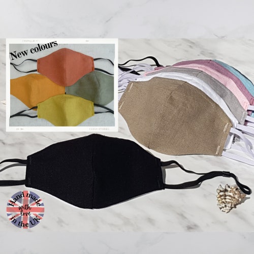 Linen Mask. Womens Handmade Washable Linen Face Mask With Etsy UK