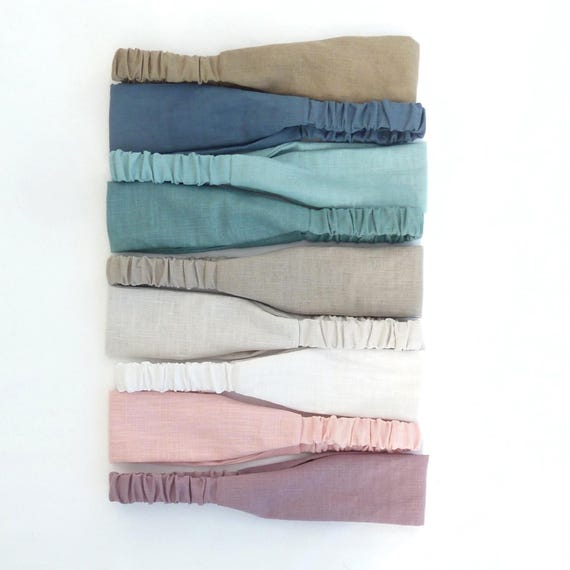 Linen Headband: Handmade 6cm Wide Hairband, Soft Muted  display picture 2