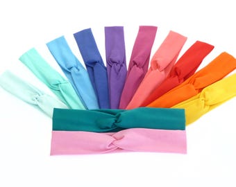 Kids Jersey Twist Headband. Soft Stretchy Cotton Hairband for Colourful Wardrobes. Narrow Fit, All-day Comfort for Smaller Heads