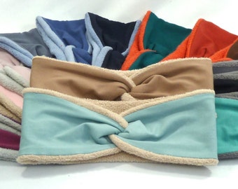 100% cotton fleece & jersey ear warmer. Cosy headband for colder weather. Lots of colours, gift boxes available.