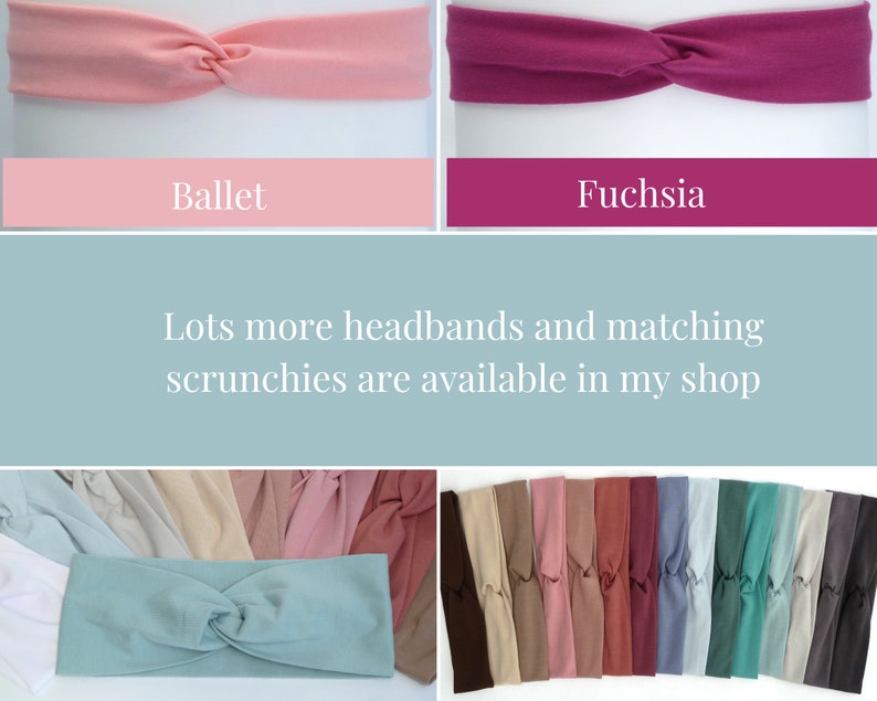 Thin Jersey Twist Headband. 4 cm wide, premium quality, eco-friendly jersey fabric in over 30 colours. Adult & kid sizes image 8