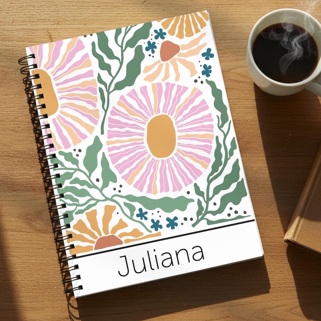 Boho Floral Spiral Notebook – Personalized Journal, Ruled Line - Etsy