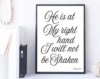 Bible Verse Art Printable Inspirational Quote Psalms 16:8