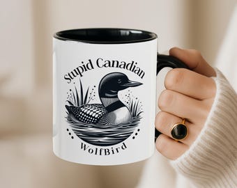 Stupid Canadian Wolf Bird Mug | Hockey Romance Inspired Coffee Cup | Enemies to Lovers Bookish Gift |