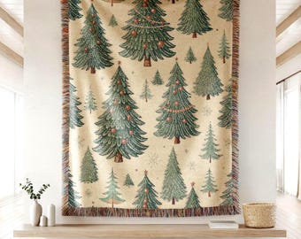 Christmas Tree Woven Cotton Blanket Cozy Throw Blanket