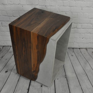 Black Concrete & Solid Black Walnut Live Edge Side Table image 6