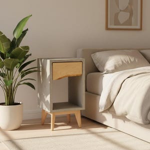 Classic Blond - Classic - Concrete & Solid Maple Wood Live Edge Drawer Nightstand