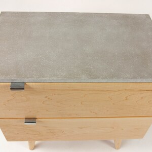 Marissa Blond Two Drawers Maple Wood & Concrete Top Nightstand Bed Side Table image 4