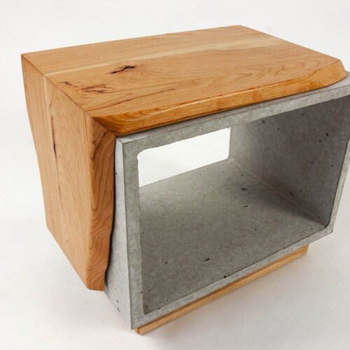 Concrete End Table Live Edge Wood Slice Table Concrete Table Etsy