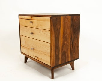 The Hiro - Mid-century Modern Black Walnut Dresser or Large Nightstand.
