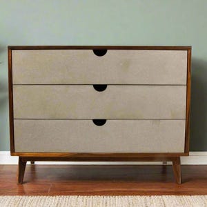 Theo - Mid-century Modern Black Walnut Dresser with Concrete Drawers