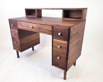 The William - Mid-Century Modern Black Walnut Office Desk