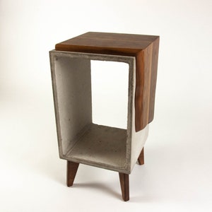 Concrete & Live Edge Solid Black Walnut End Side Table image 9