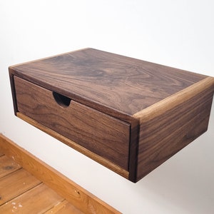 Cloud Floating Walnut Nightstand with Black Walnut Drawer image 8