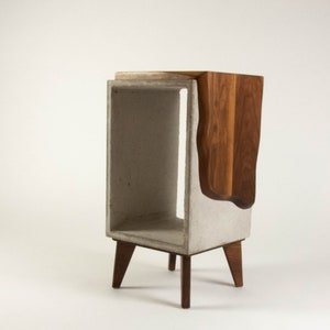 Concrete & Live Edge Solid Black Walnut End Side Table image 6