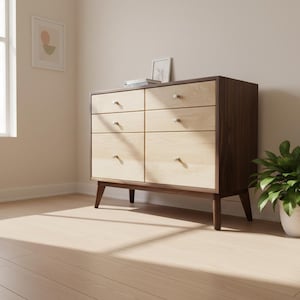 The Hiro - Mid-century Modern Black Walnut Dresser or Large Nightstand.