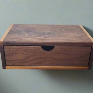 Floating Black Walnut Nightstand Bed Side Table Black Walnut Drawer