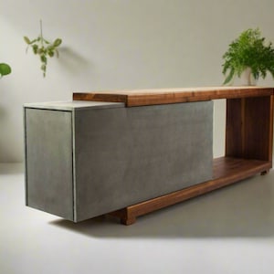 Mignun Grey - Concrete and Solid Wood Console, Coffee Table,  TV Stand