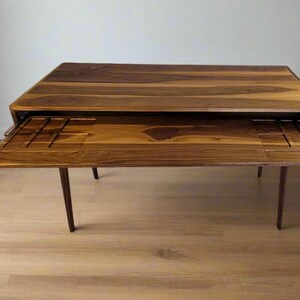 The Roland - Mid-century Modern All Black Walnut Office Desk With ...