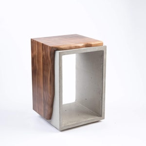 Black Concrete & Solid Black Walnut Live Edge Side Table image 1