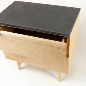 Marissa Blond Two Drawers Maple Wood & Concrete Top Nightstand Bed Side Table image 3