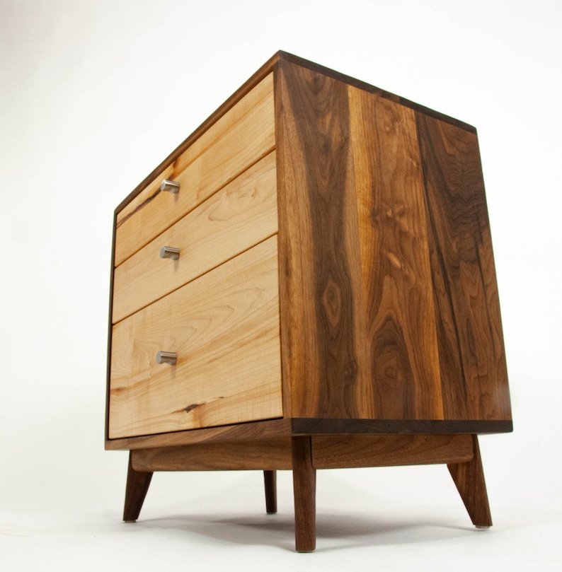 The Hiro Mid-century Modern Black Walnut Dresser or Large Nightstand. image 4