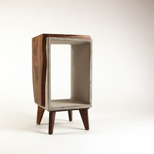 Concrete & Live Edge Solid Black Walnut End Side Table image 2