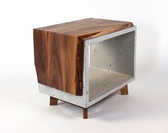 Dwarf Edge - Live Edge Solid Walnut & Concrete End Table