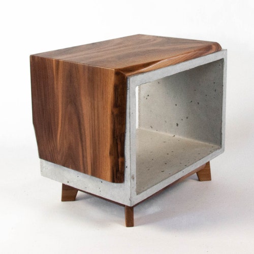 Black Concrete & Solid Black Walnut Live Edge Side Table or Etsy Canada