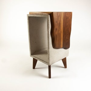 Concrete & Live Edge Solid Black Walnut End Side Table image 10