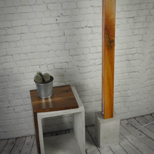 Black Concrete & Solid Black Walnut Live Edge Side Table image 8