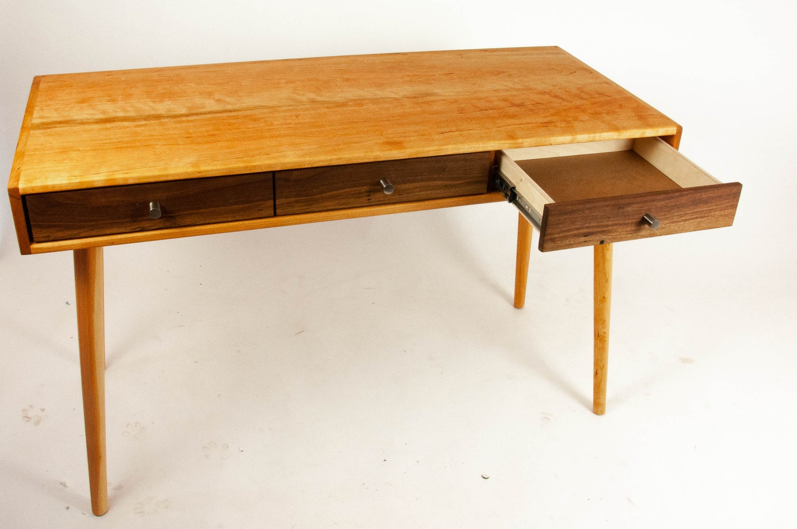 Midcentury Modern Cherry Wood Office Desk With Black Walnut Etsy Canada