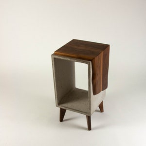 Concrete & Live Edge Solid Black Walnut End Side Table image 5