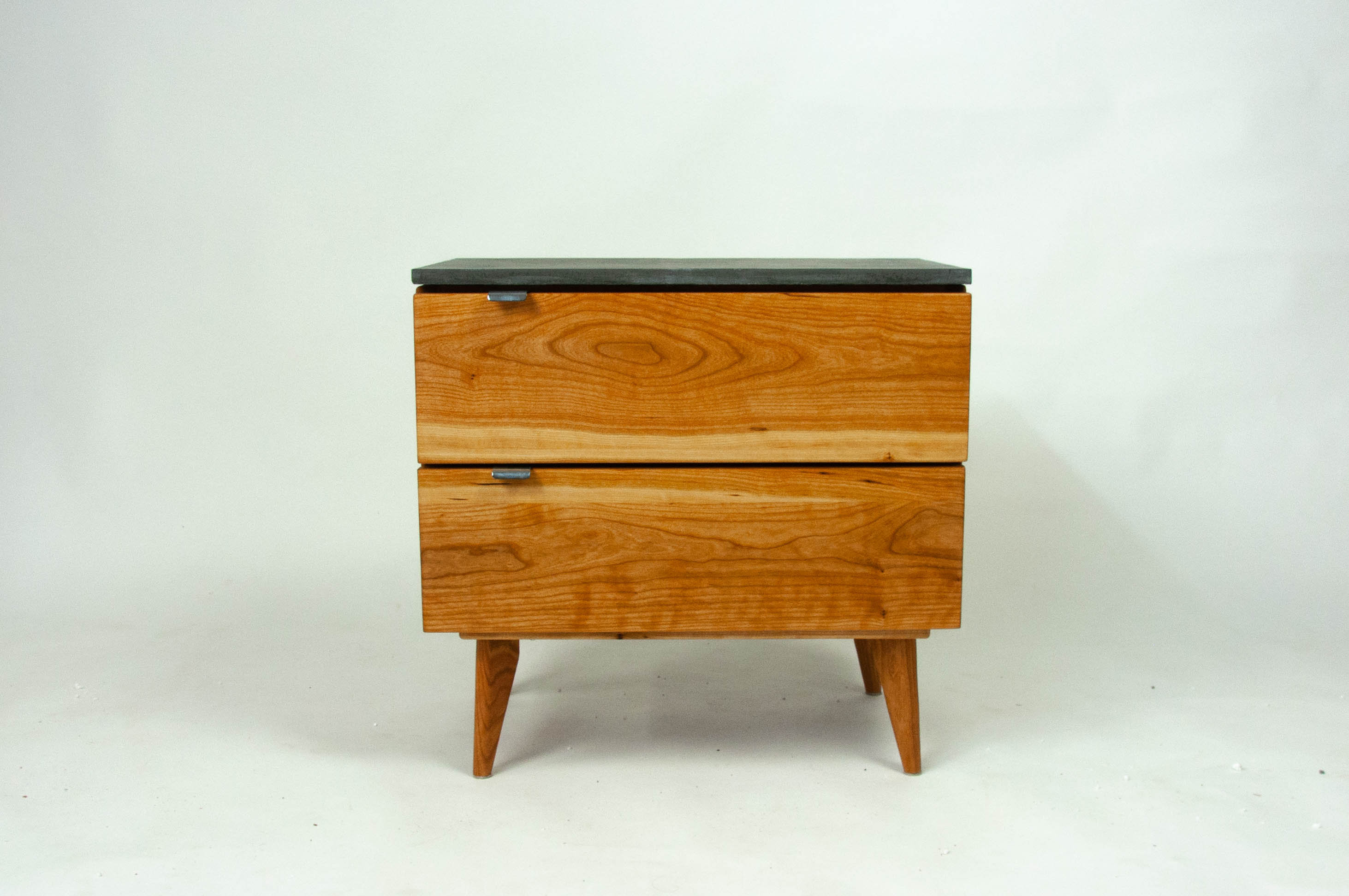 Marissa Blossom Two Drawers Solid Cherry Wood Concrete Top Bed