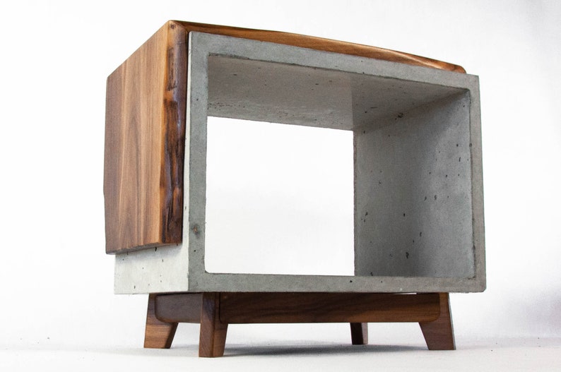 Dwarf Live Edge Walnut & Concrete End Table Etsy