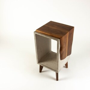 Concrete & Live Edge Solid Black Walnut End Side Table image 7