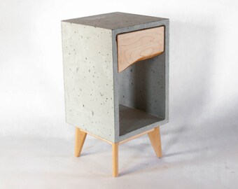 Classic Blond - Classic - Concrete & Solid Maple Wood Live Edge Drawer Nightstand