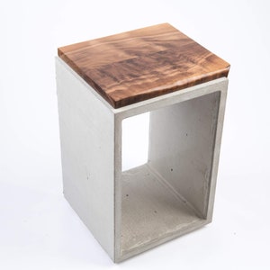 Black Concrete & Solid Black Walnut Live Edge Side Table image 7